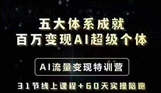 五大体系成就百万变现AI超级个体- AI流量变现特训营,一步一步教你一个人怎么年入百W-润格副业网-每天分享热门副业赚钱项目