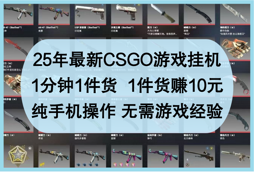 25年最新CSGO游戏挂机，1分钟1件货，1件货赚10元，纯手机操作，无需游戏经验-润格副业网-每天分享热门副业赚钱项目
