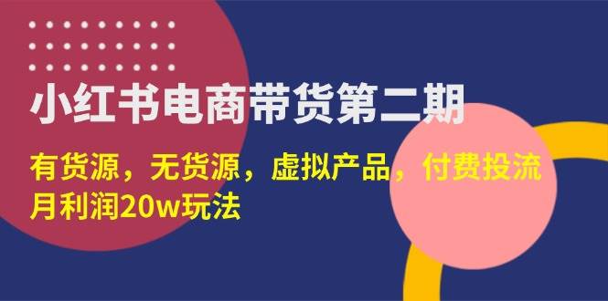 （14186期）小红书电商带货第二期，有货源，无货源，虚拟产品，付费投流，月利润20w-润格副业网-每天分享热门副业赚钱项目