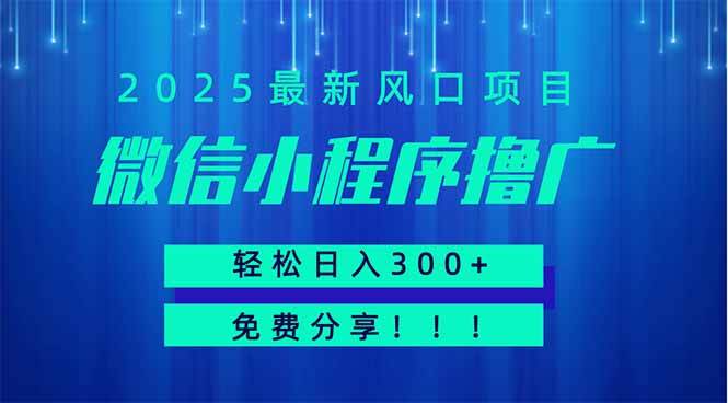 (14375期)微信小程序撸广,最新风口项目,日入300+ 免费分享 可批量操作 小白可…-润格副业网-每天分享热门副业赚钱项目