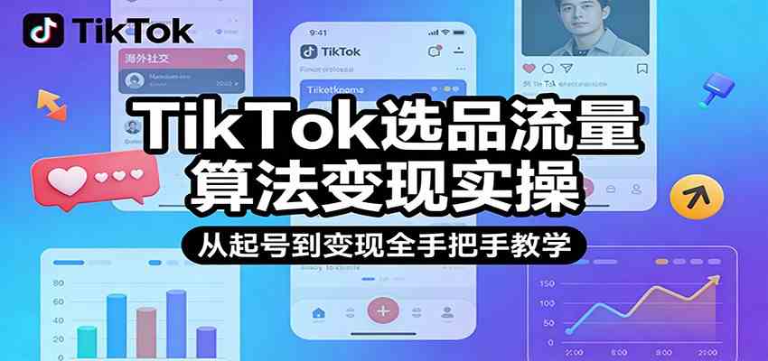 TikTok选品流量算法变现实操，从起号到变现全手把手教学-润格副业网-每天分享热门副业赚钱项目