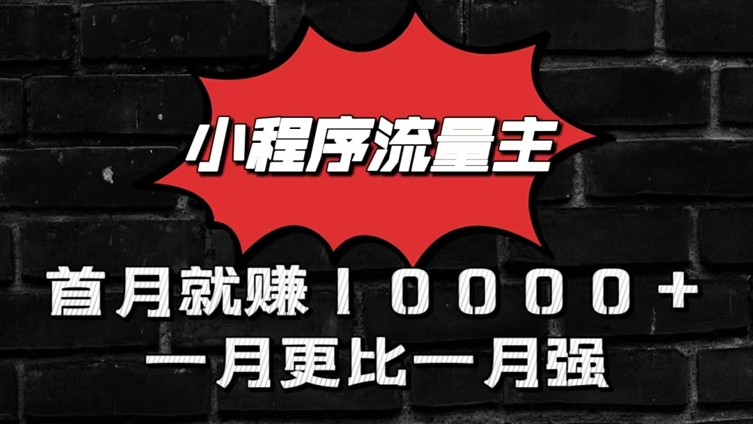 小程序流量主首月就赚10000+，一月更比一月强！小本创业首选-润格副业网-每天分享热门副业赚钱项目