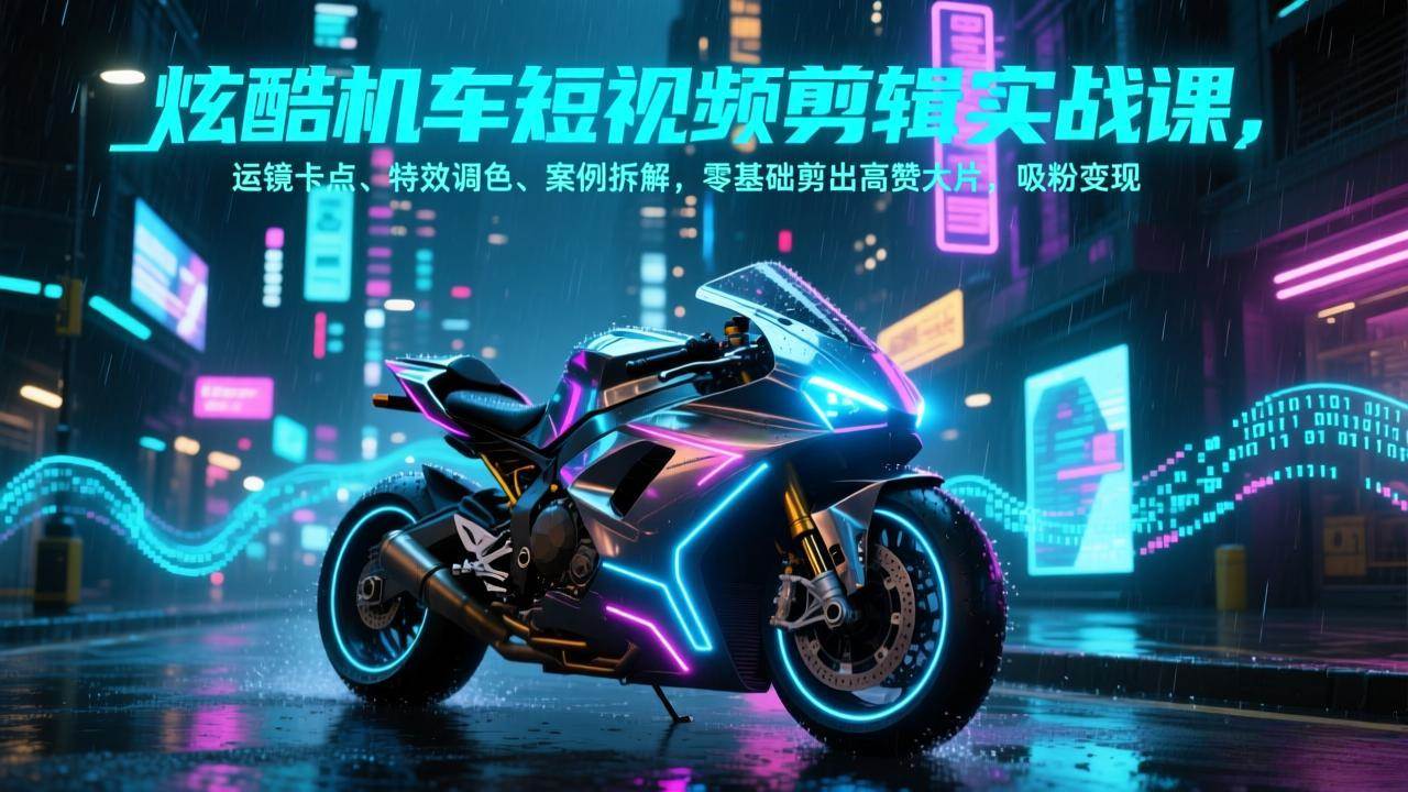 （17304期）炫酷机车短视频剪辑实战课，运镜卡点、特效调色、案例拆解，零基础剪出高赞大片，吸粉变现-润格副业网-每天分享热门副业赚钱项目
