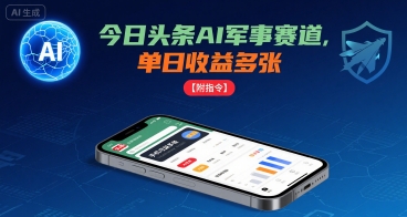 今日头条AI军事赛道，单日收益多张 ，手机可做【附指令】-润格副业网-每天分享热门副业赚钱项目