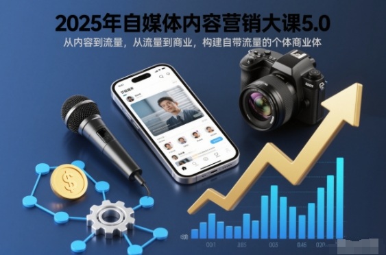 2025年自媒体内容营销大课5.0，从内容到流量，从流量到商业，构建自带流量的个体商业体-润格副业网-每天分享热门副业赚钱项目