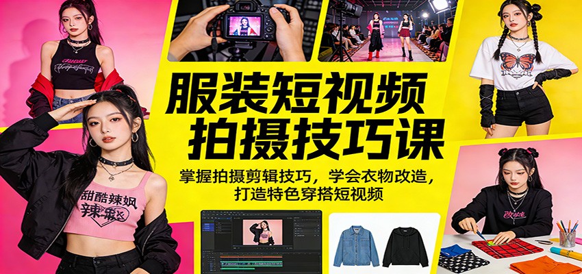 服装短视频拍摄技巧课：掌握拍摄剪辑技巧，学会衣物改造，打造特色穿搭短视频-润格副业网-每天分享热门副业赚钱项目