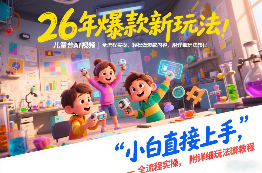 26年爆款新玩法，儿童科普AI视频，全流程实操，轻松做爆款内容，小白直接上手，附详细玩法教程-润格副业网-每天分享热门副业赚钱项目