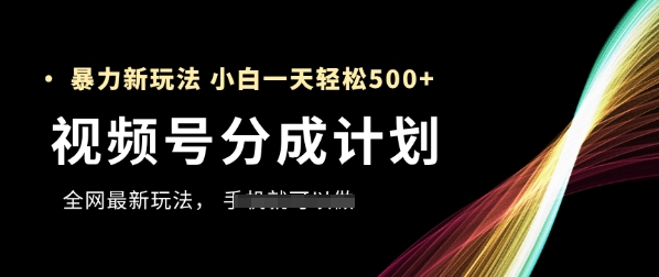 视频号分成计划,全网最暴力玩法,新手一天也能轻松5张+-润格副业网-每天分享热门副业赚钱项目