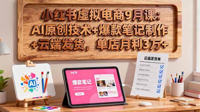 （16287期）小红书虚拟电商9月课：AI原创技术+爆款笔记制作+云端发货，单店月利3万+-润格副业网-每天分享热门副业赚钱项目