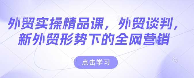 外贸实操精品课,外贸谈判,新外贸形势下的全网营销-润格副业网-每天分享热门副业赚钱项目