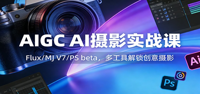 AIGC AI摄影实战课：Flux/MJ V7/PS beta，多工具解锁创意摄影-润格副业网-每天分享热门副业赚钱项目