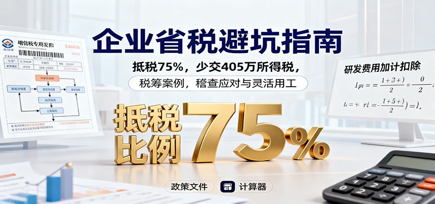 企业省税避坑指南：抵税75%，少交405万所得税，税筹案例，稽查应对与灵活用工-润格副业网-每天分享热门副业赚钱项目