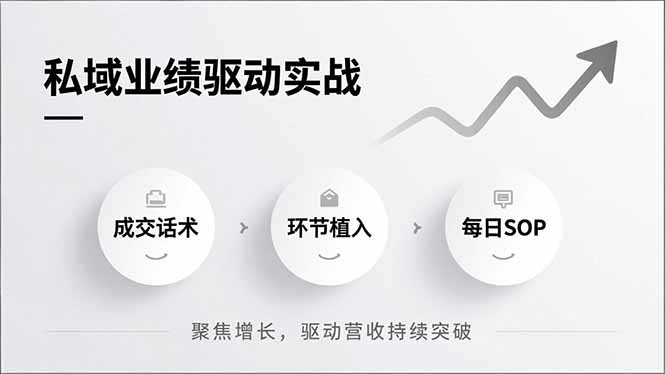 私域业绩驱动实战，成交话术、环节植入、每日SOP，聚焦增长，驱动营收持续突破-润格副业网-每天分享热门副业赚钱项目