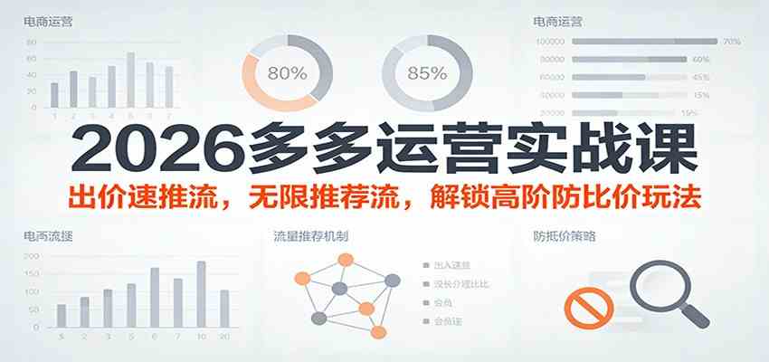 2026多多运营实战课：出价速推流，无限推荐流，解锁高阶防比价玩法（更新）-润格副业网-每天分享热门副业赚钱项目