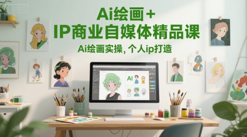 Ai绘画+IP商业自媒体精品课，Ai绘画实操，个人ip打造-润格副业网-每天分享热门副业赚钱项目