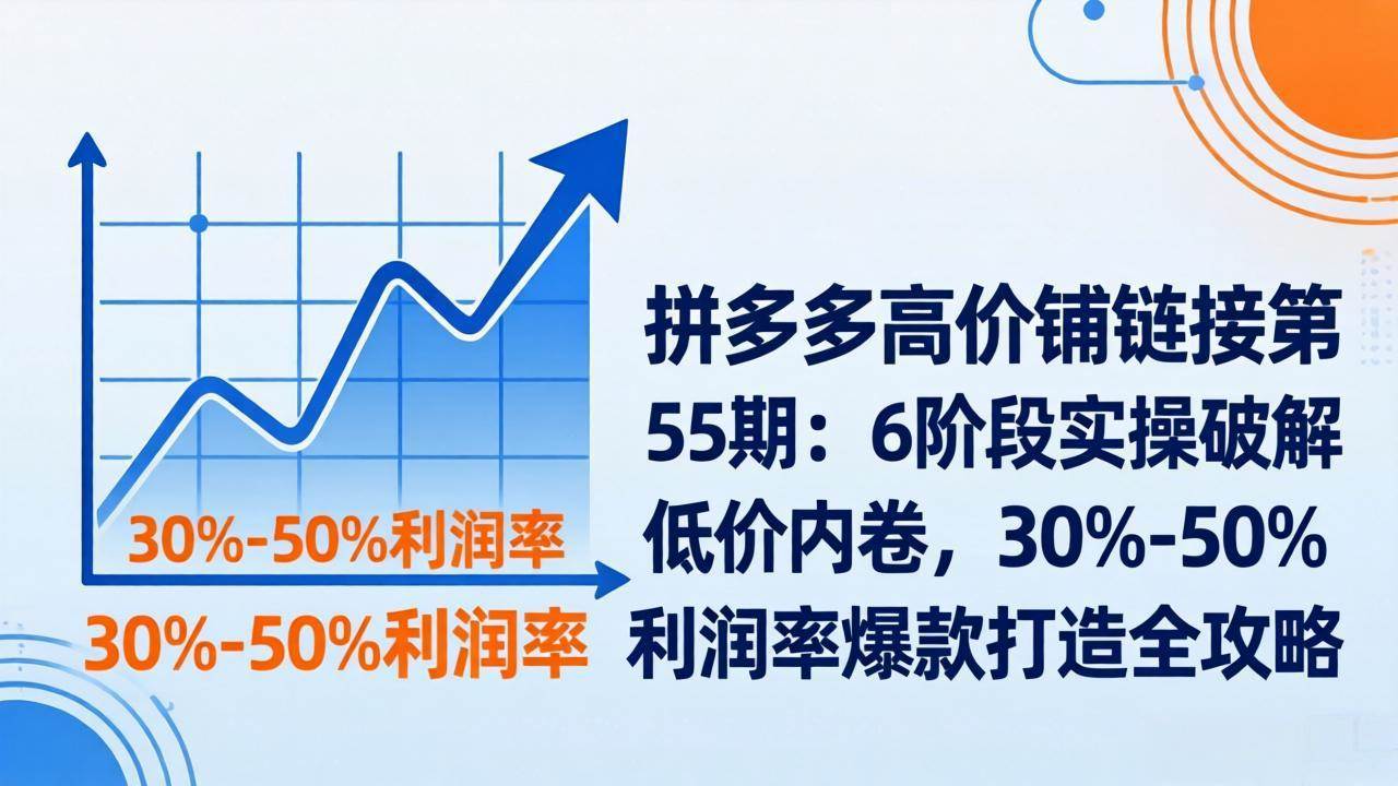 （17698期）拼多多高价铺链接第55期：6阶段实操破解低价内卷，30%-50%利润率爆款打造全攻略-润格副业网-每天分享热门副业赚钱项目
