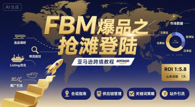 FBM爆品之抢滩登陆-亚马逊跨境教程-润格副业网-每天分享热门副业赚钱项目