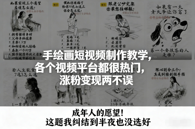 手绘画短视频制作教学,各个视频平台都很热门,涨粉变现两不误-润格副业网-每天分享热门副业赚钱项目