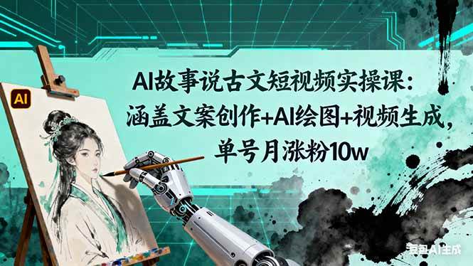 (16369期)AI故事说古文短视频实操课:涵盖文案创作+AI绘图+视频生成,单号月涨粉10w-润格副业网-每天分享热门副业赚钱项目