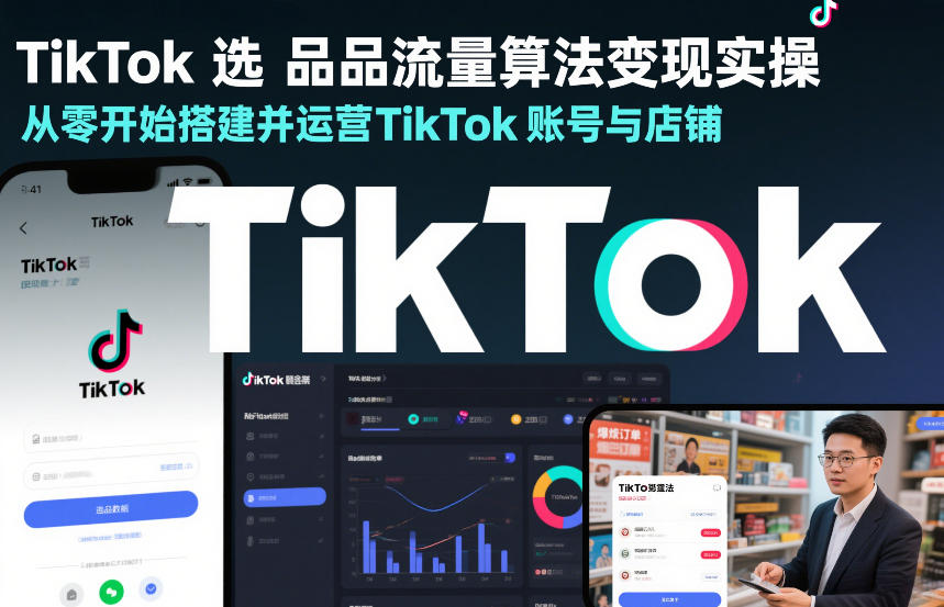 TikTok选品流量算法变现实操，从零开始搭建并运营TikTok账号与店铺-润格副业网-每天分享热门副业赚钱项目