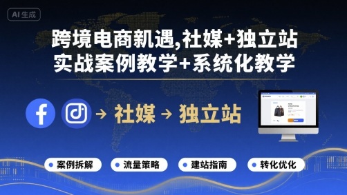 跨境电商新机遇,社媒+独立站,实战案例教学+系统化教学-润格副业网-每天分享热门副业赚钱项目