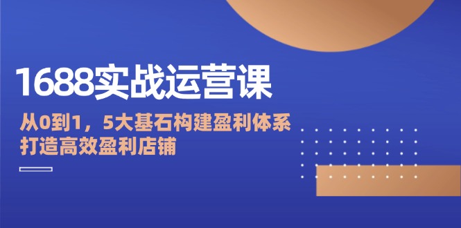 (12482期)1688实战运营课:从0到1,5大基石构建盈利体系,打造高效盈利店铺-润格副业网-每天分享热门副业赚钱项目