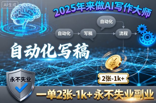 2025年来做AI写作大师,自动化写稿,一单2张-1k+,永不失业副业-润格副业网-每天分享热门副业赚钱项目