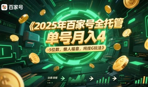 2025年百家号全托管，单号月入4-5位数，懒人福音，纯挂G玩法【揭秘】-润格副业网-每天分享热门副业赚钱项目