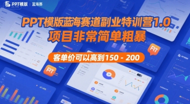 PPT模版蓝海赛道副业特训营1.0,项目非常简单粗暴,客单价可以高到150-200-润格副业网-每天分享热门副业赚钱项目
