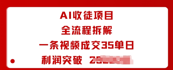 AI收徒项目全流程拆解一条视频成交35单日利润突破1k+-润格副业网-每天分享热门副业赚钱项目