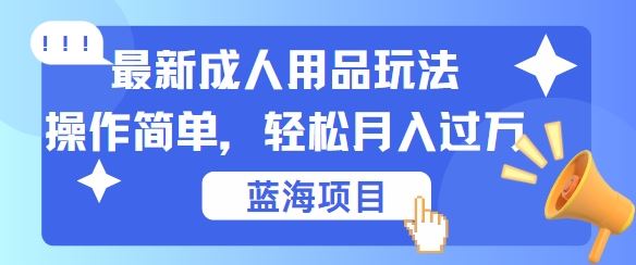 最新成人用品项目玩法，操作简单，动动手，轻松日入几张【揭秘】-润格副业网-每天分享热门副业赚钱项目
