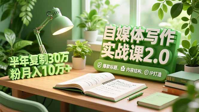 （16734期）自媒体写作实战课2.0，爆款标题、内容结构、IP打造，半年复制30万粉月入10万+-润格副业网-每天分享热门副业赚钱项目