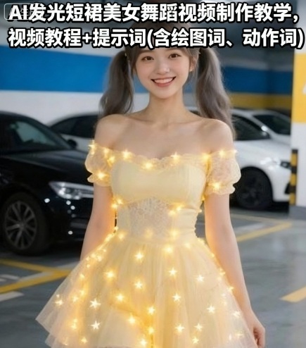 AI发光短裙美女舞蹈视频制作教学,视频教程+提示词(含绘图词、动作词)-润格副业网-每天分享热门副业赚钱项目