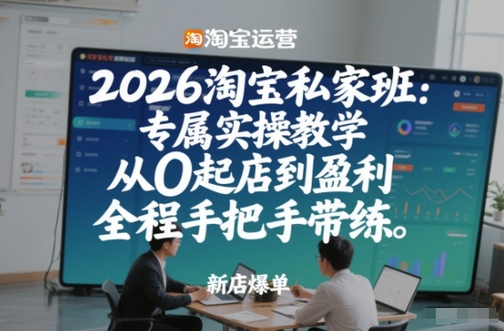 2026淘宝私家班：专属实操教学，从0起店到盈利，全程手把手带练-润格副业网-每天分享热门副业赚钱项目