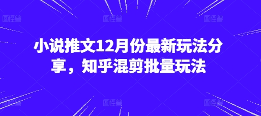 小说推文12月份最新玩法分享，知乎混剪批量玩法-润格副业网-每天分享热门副业赚钱项目