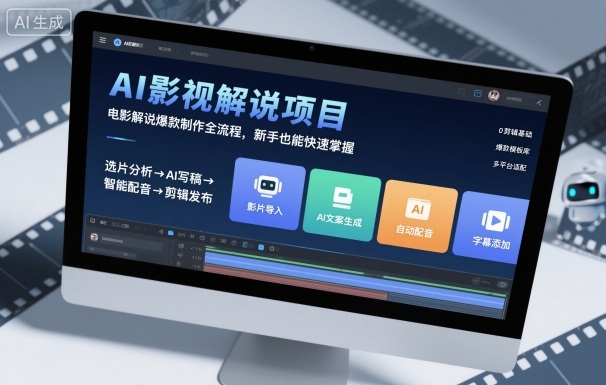 AI影视解说项目，电影解说爆款制作全流程，新手也能快速掌握-润格副业网-每天分享热门副业赚钱项目