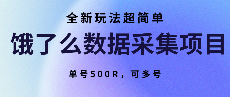 饿了么数据采集项目，全新玩法超简单，单号500R，可多号-润格副业网-每天分享热门副业赚钱项目
