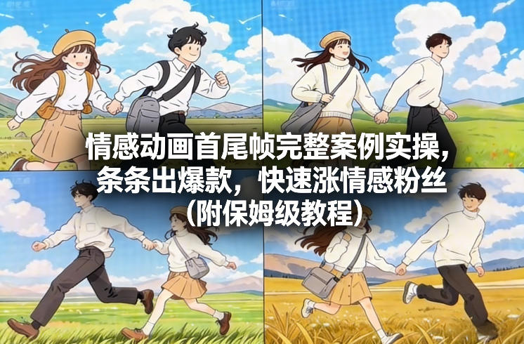 情感动画首尾帧完整案例实操，条条出爆款，快速涨情感粉丝（附保姆级教程）-润格副业网-每天分享热门副业赚钱项目