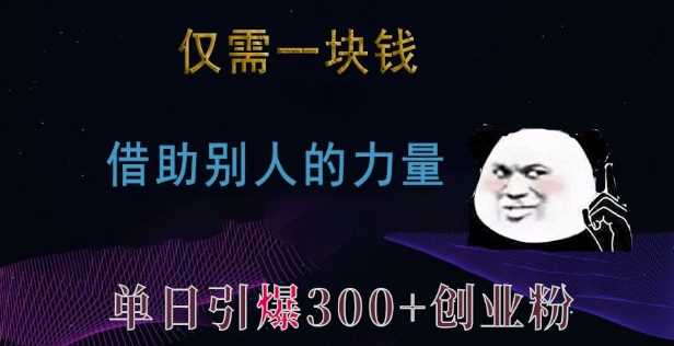 仅需一块钱,借助别人的力量,单日引爆300+创业粉、兼职粉【揭秘】-润格副业网-每天分享热门副业赚钱项目