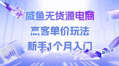 咸鱼无货源电商,高客单价玩法,新手1个月入门-润格副业网-每天分享热门副业赚钱项目