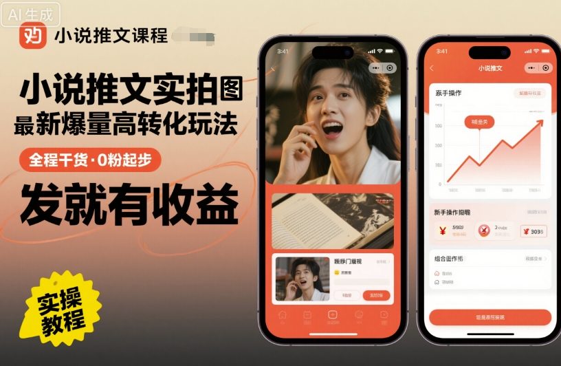 小说推文实拍双图文最新爆量高转化玩法，全程干货，0粉起步，发就有收益-润格副业网-每天分享热门副业赚钱项目