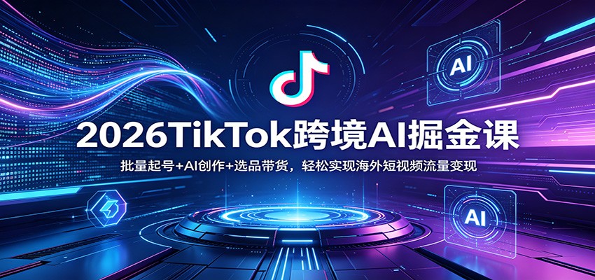 2026TikTok跨境AI掘金课：批量起号+AI创作+选品带货，轻松实现海外短视频流量变现-润格副业网-每天分享热门副业赚钱项目