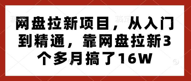 网盘拉新项目,从入门到精通,靠网盘拉新3个多月搞了16W-润格副业网-每天分享热门副业赚钱项目