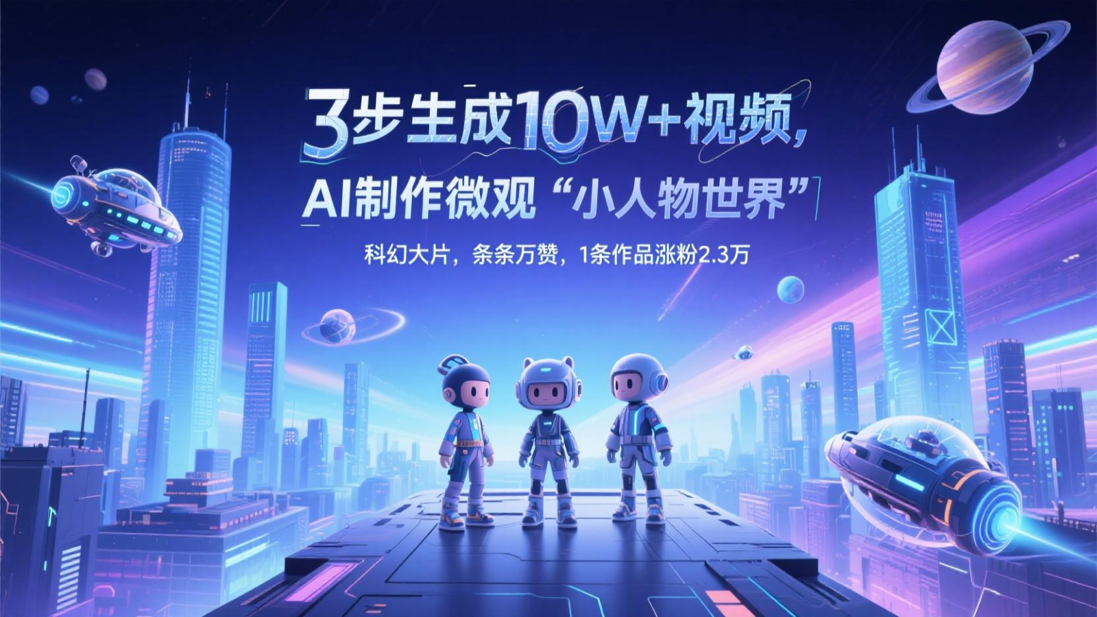 三步生成10W+视频，AI制作微观“小人物世界”科幻大片，条条万赞，1条作品涨粉2.3万-润格副业网-每天分享热门副业赚钱项目