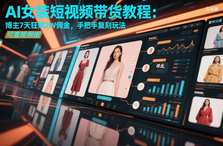 AI女装短视频带货教程：博主7天狂賺2W佣金，手把手复刻玩法，可直接照搬-润格副业网-每天分享热门副业赚钱项目
