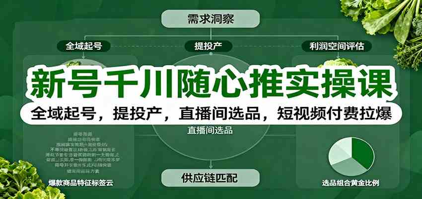 新号千川随心推实操课：全域起号，提投产，直播间选品，短视频付费拉爆-润格副业网-每天分享热门副业赚钱项目