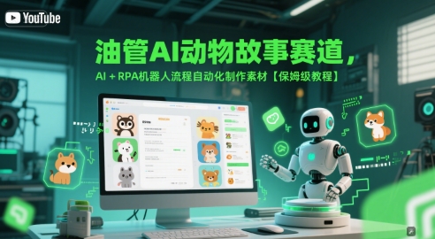 油管AI动物故事赛道,AI+RPA机器人流程自动化制作素材【保姆级教程】-润格副业网-每天分享热门副业赚钱项目