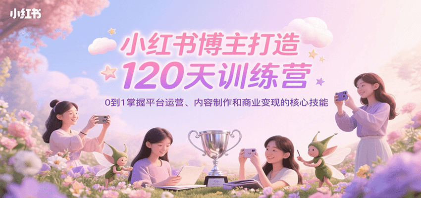 小红书博主打造120天训练营，0到1掌握平台运营、内容制作和商业变现-润格副业网-每天分享热门副业赚钱项目