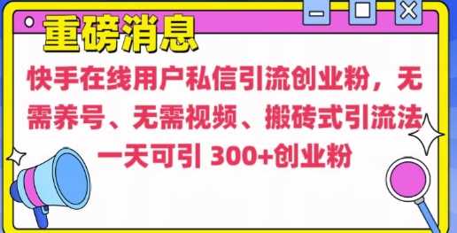 快手最新引流创业粉方法，无需养号、无需视频、搬砖式引流法【揭秘】-润格副业网-每天分享热门副业赚钱项目