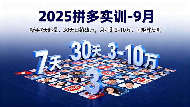 2025拼多多实训-9月：新手7天起量,30天日销破万,月利润3-10万,可矩阵复制-润格副业网-每天分享热门副业赚钱项目